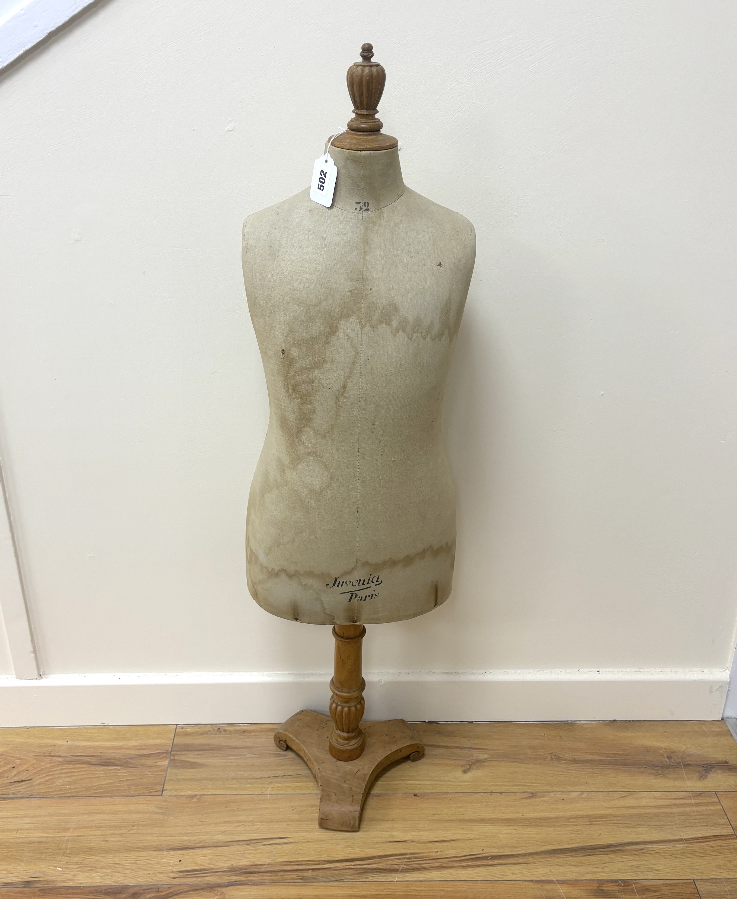 A tailor’s child dummy, Juvenia, Paris, on turned wooden stand 110cm high